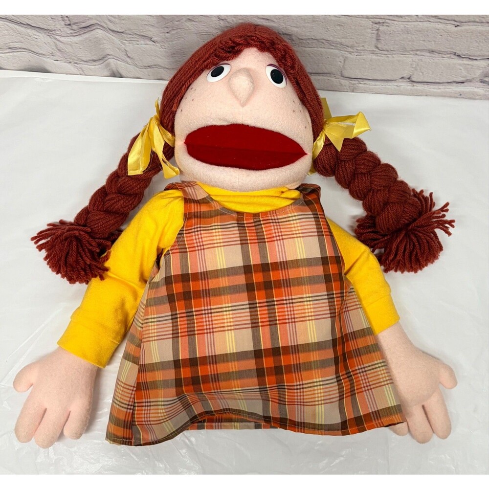 Vtg One Way Street girl Puppet Red Hair Braids Foam Form Muppet Style Dummy